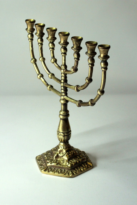 Image 1 of Menorah en laiton Chandelier à 7 branches