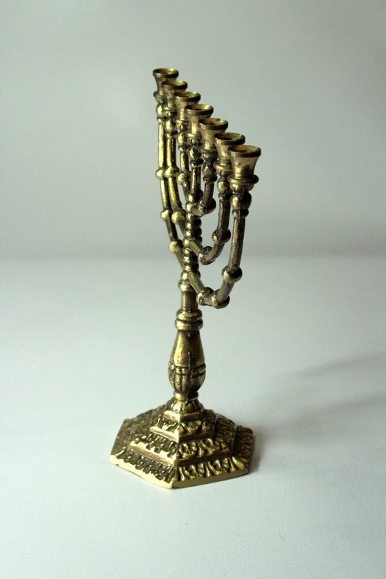 Image 1 of Menorah en laiton Chandelier à 7 branches