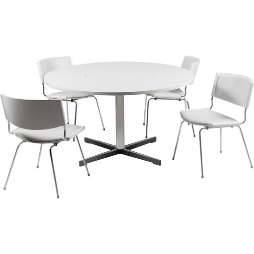 Vintage ND150 dining set in chromed steel tube and wood by Nanna Ditzel for Kolds Savvaerk, Denmark 1950