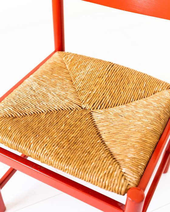 Image 1 of 4x Chaises de salle à manger vintage avec assise en jonc