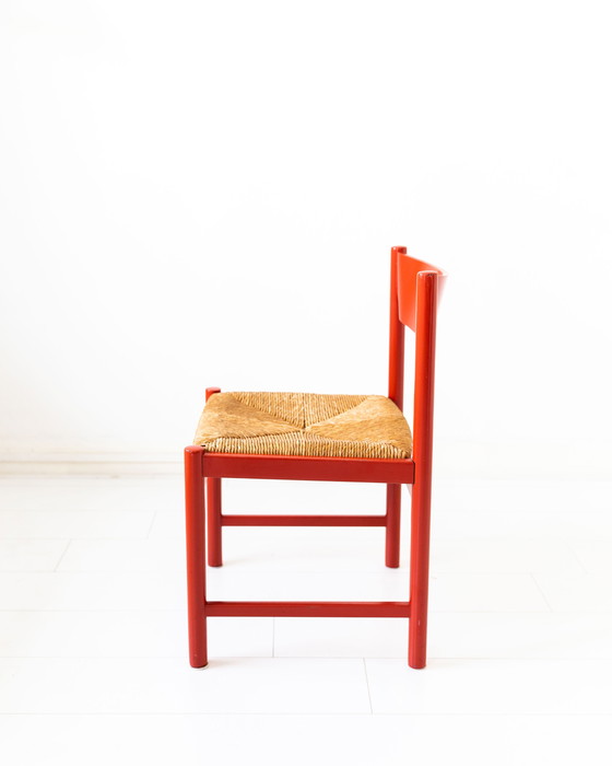 Image 1 of 4x Chaises de salle à manger vintage avec assise en jonc