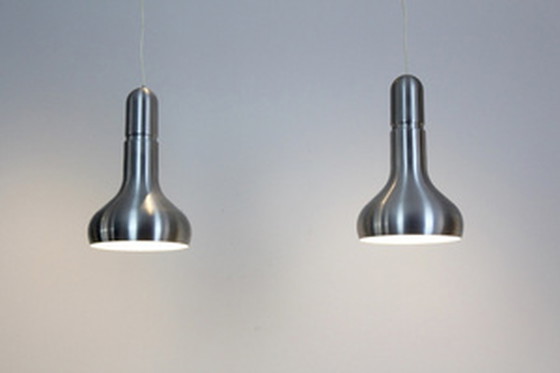 Image 1 of 2x danish aluminum pendant lights