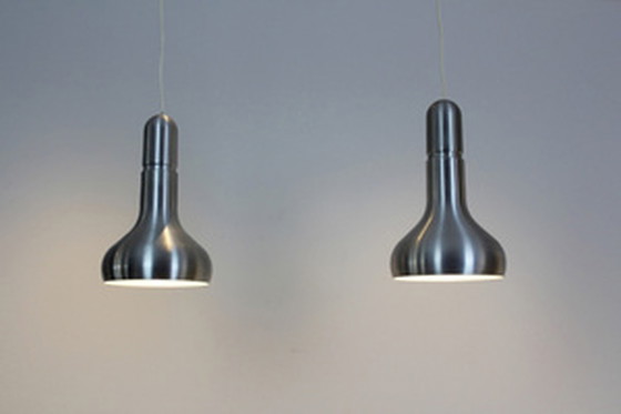 Image 1 of 2x danish aluminum pendant lights