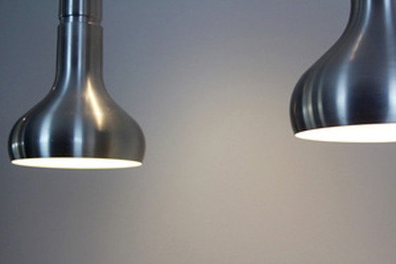 Image 1 of 2x danish aluminum pendant lights