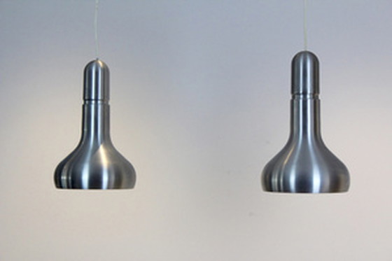 Image 1 of 2x danish aluminum pendant lights