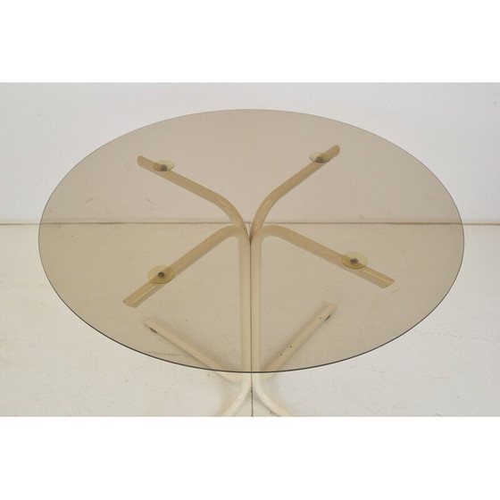 Image 1 of Vintage round metal and glass dining table, Czechoslovakia 1970s
