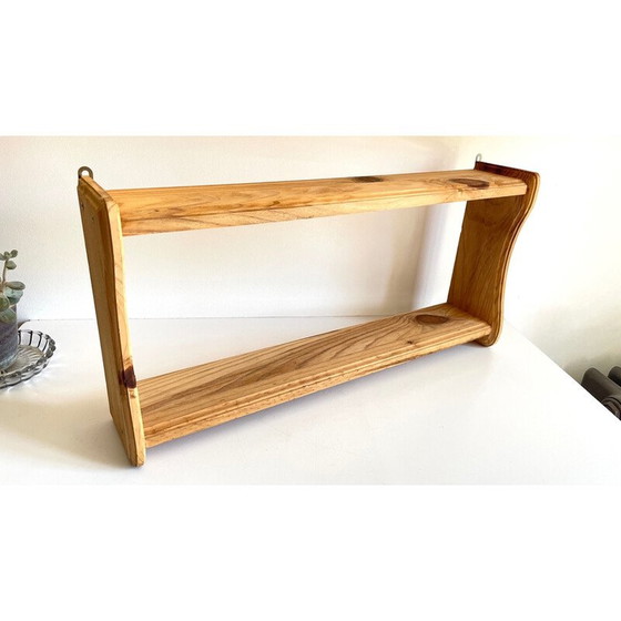 Image 1 of Vintage shelf with double wooden shelves