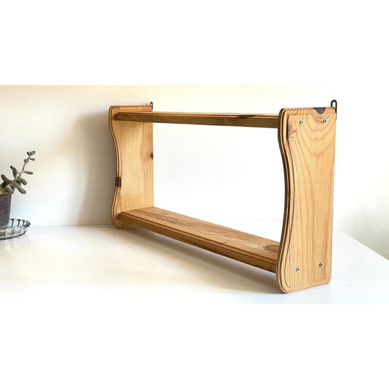 Image 1 of Vintage shelf with double wooden shelves