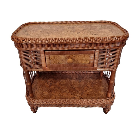 Image 1 of Vintage Cane Woven Cabinet With Drawer, 1990s