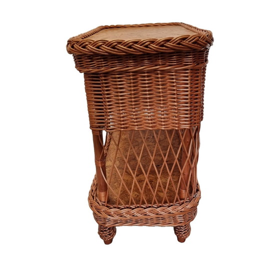 Image 1 of Vintage Cane Woven Cabinet With Drawer, 1990s