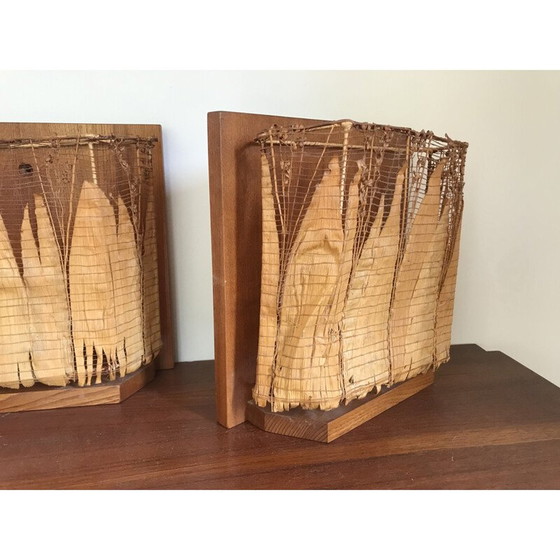 Image 1 of Pair of vintage wall lamps in vegetal leaves