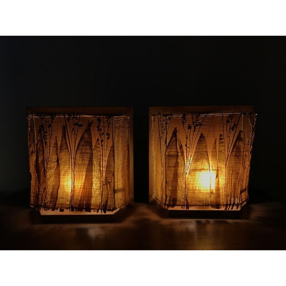 Image 1 of Pair of vintage wall lamps in vegetal leaves