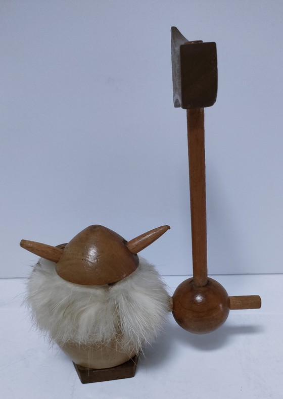 Image 1 of Three Wooden Vikings Scandinavian Design 70's