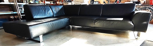 Leather Corner Sofa Black