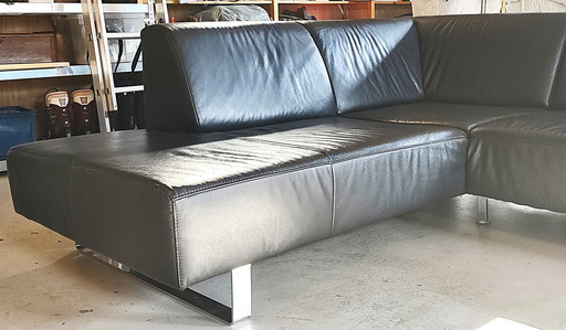 Leather Corner Sofa Black