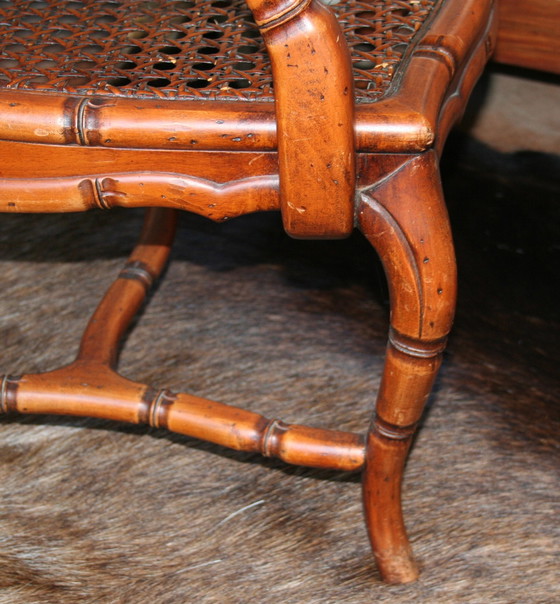 Image 1 of French Provincial faux bamboo wooden armchair