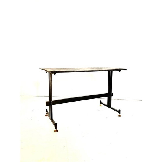 Image 1 of Vintage Carrara marble and black iron coffee table, Italy 1960