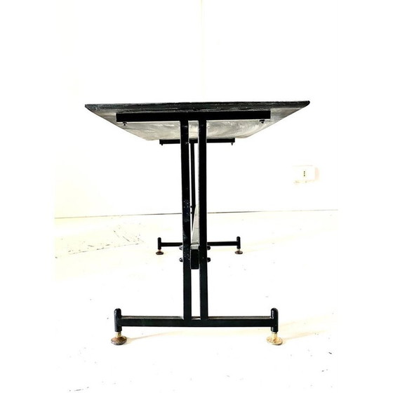 Image 1 of Vintage Carrara marble and black iron coffee table, Italy 1960