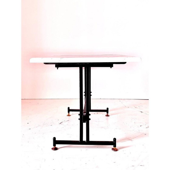 Image 1 of Vintage Carrara marble and black iron coffee table, Italy 1960