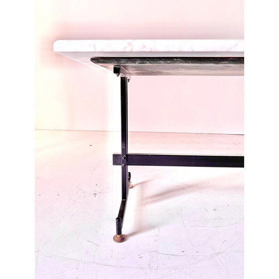 Image 1 of Vintage Carrara marble and black iron coffee table, Italy 1960