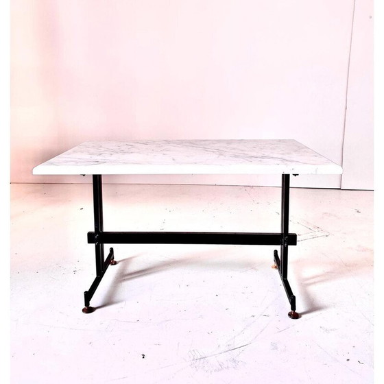 Image 1 of Vintage Carrara marble and black iron coffee table, Italy 1960