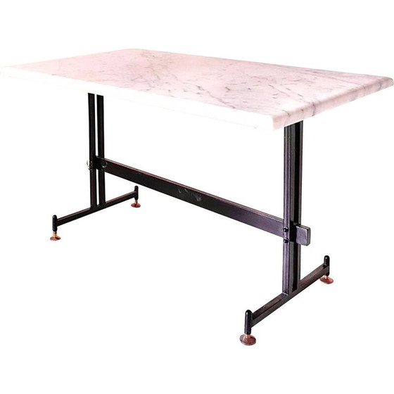 Image 1 of Vintage Carrara marble and black iron coffee table, Italy 1960