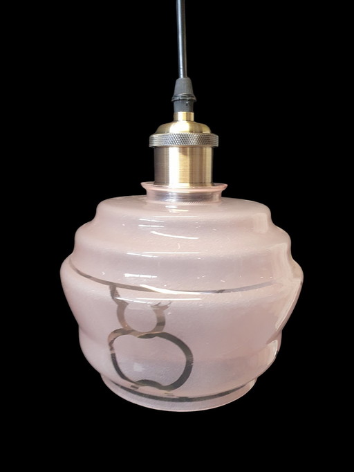 Lampada a sospensione vintage Brocante del 1949 Lampada a sospensione Paralume