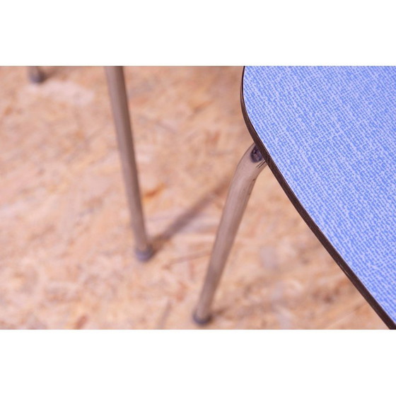 Image 1 of Set of 4 vintage cafe chairs in colored formica and chrome steel, Czechoslovakia 1960