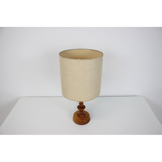 Image 1 of Lampada da tavolo vintage in legno d'acero, carta e juta di Antonín Hepnar, Cecoslovacchia, anni '70