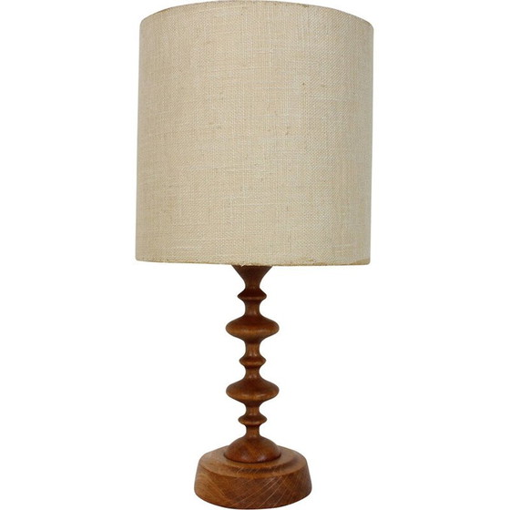 Image 1 of Lampada da tavolo vintage in legno d'acero, carta e juta di Antonín Hepnar, Cecoslovacchia, anni '70