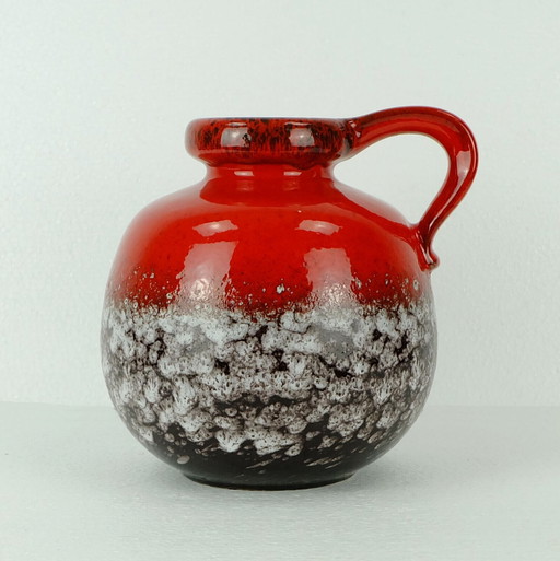 scheurich 1960's 70's vintage vase rouge brun blanc drip glaze no. 484-21