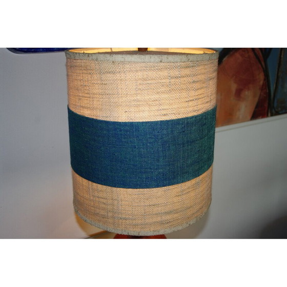 Image 1 of Vintage two-tone teak and linen desk lamp for Fog & Mørup, Denmark 1960s