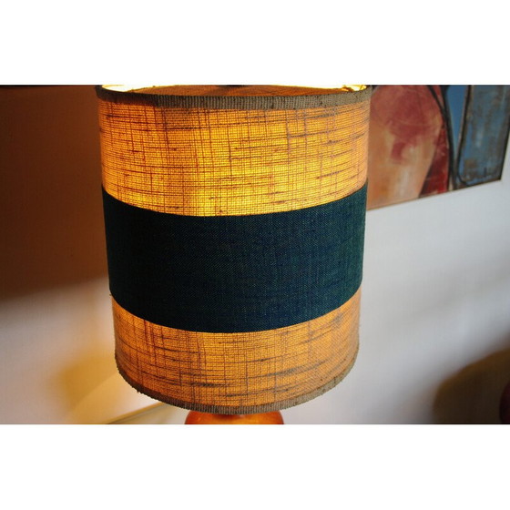 Image 1 of Vintage two-tone teak and linen desk lamp for Fog & Mørup, Denmark 1960s