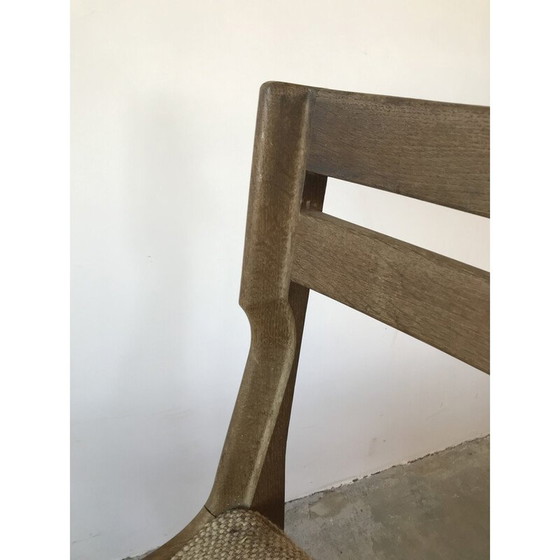 Image 1 of Pair of vintage solid oak chairs by Guillerme et Chambron, 1960