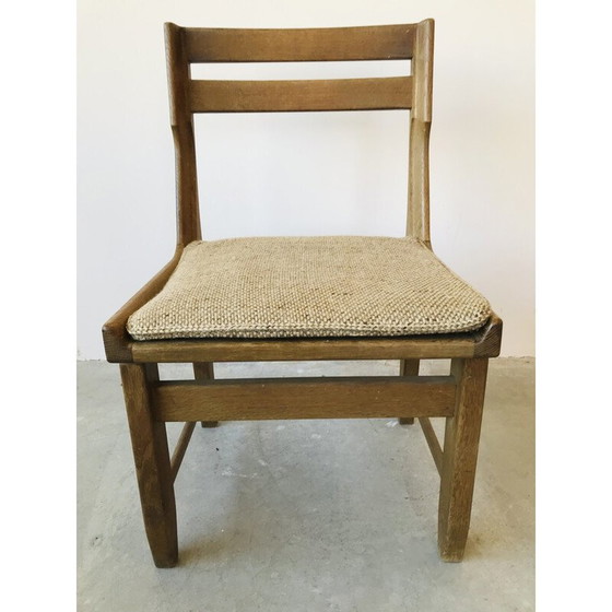 Image 1 of Pair of vintage solid oak chairs by Guillerme et Chambron, 1960