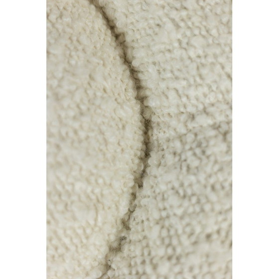 Image 1 of Vintage round pouf in fabric with white bows