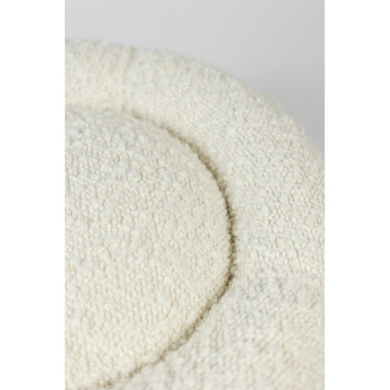 Image 1 of Vintage round pouf in fabric with white bows