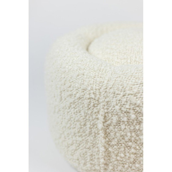 Image 1 of Vintage round pouf in fabric with white bows