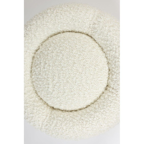 Image 1 of Vintage round pouf in fabric with white bows
