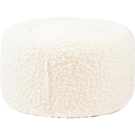 Image 1 of Vintage round pouf in fabric with white bows
