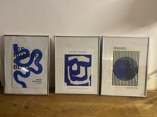 Set Of 3 Posters, Bauhaus Incl Silver Frame