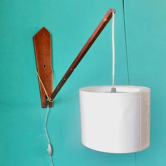 Image 1 of Vintage teak articulated arm wall lamp, Denmark 1960