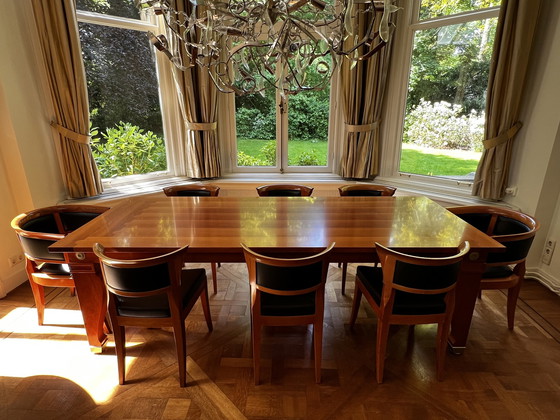 Image 1 of Large Giorgetti dining table + 8 chairs