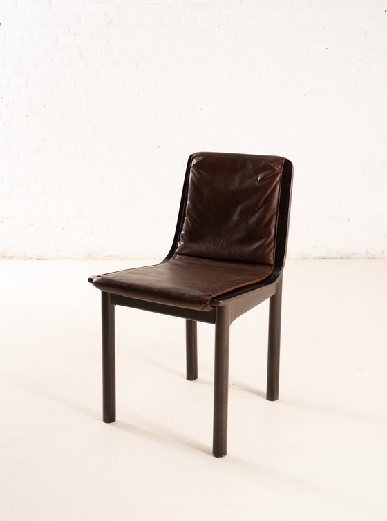 Image 1 of 4 X Italian Wooden And Leather Chairs 