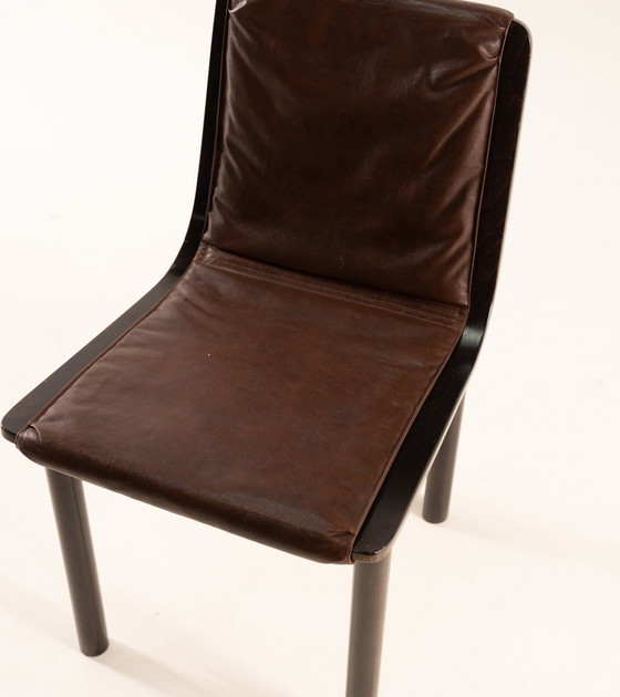 Image 1 of 4 X Italian Wooden And Leather Chairs 