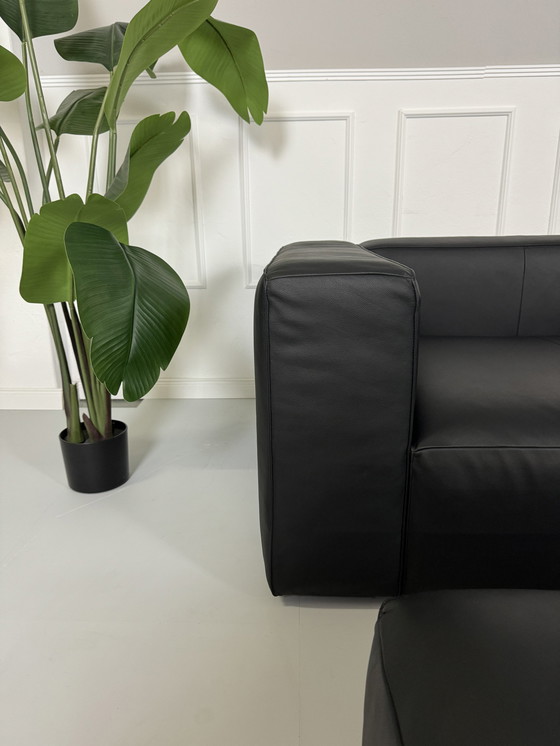 Image 1 of Ligne Roset Nils Designer Sofa Matt Black Couch + Stool