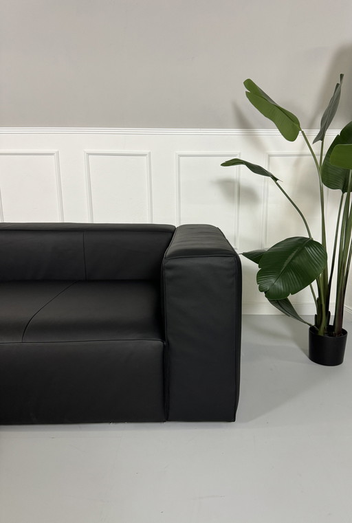 Ligne Roset Nils Designer Sofa Matt Black Couch + Stool