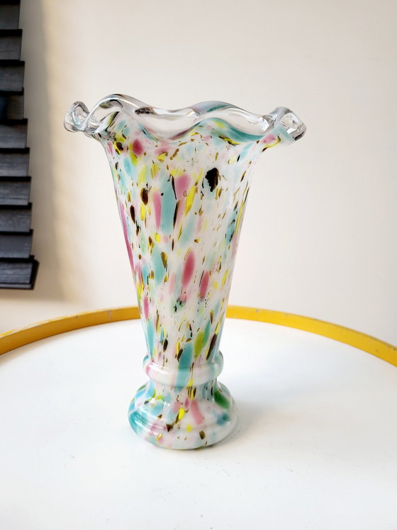 Image 1 of Art Nouveau Spatter Vase Clichy, Legras, France