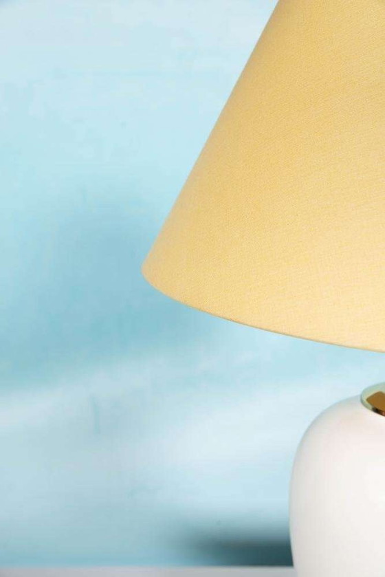 Image 1 of Lampe de table bohème 1970, poterie vintage et laiton