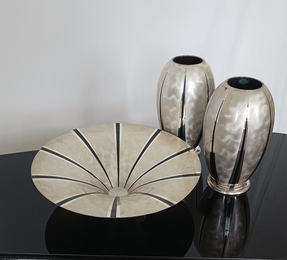 Image 1 of WMF Ikora art deco fruit bowl and vases